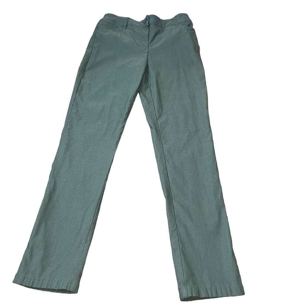 Nanette Lepore pants stretch olive green straight leg business SZ 8 comfort - Picture 2 of 11